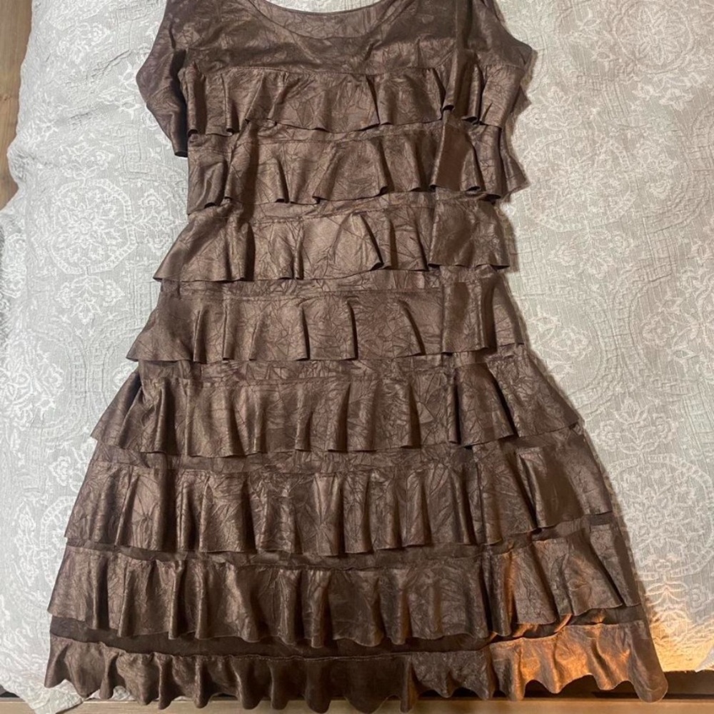 Chic Brown Ruffle Mini Dress
